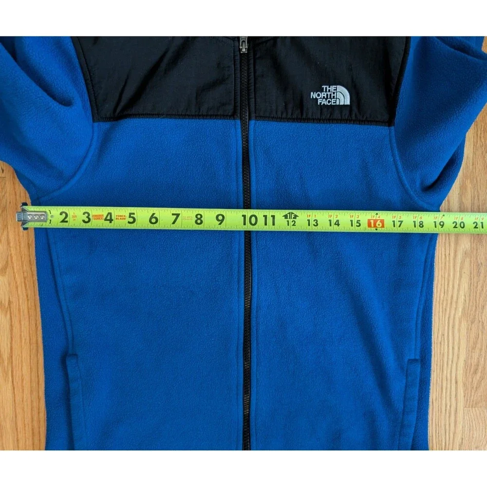 The North Face Youth Full Zip Fleece Jacket Youth XL 18-16 Blue Hooded Pockets